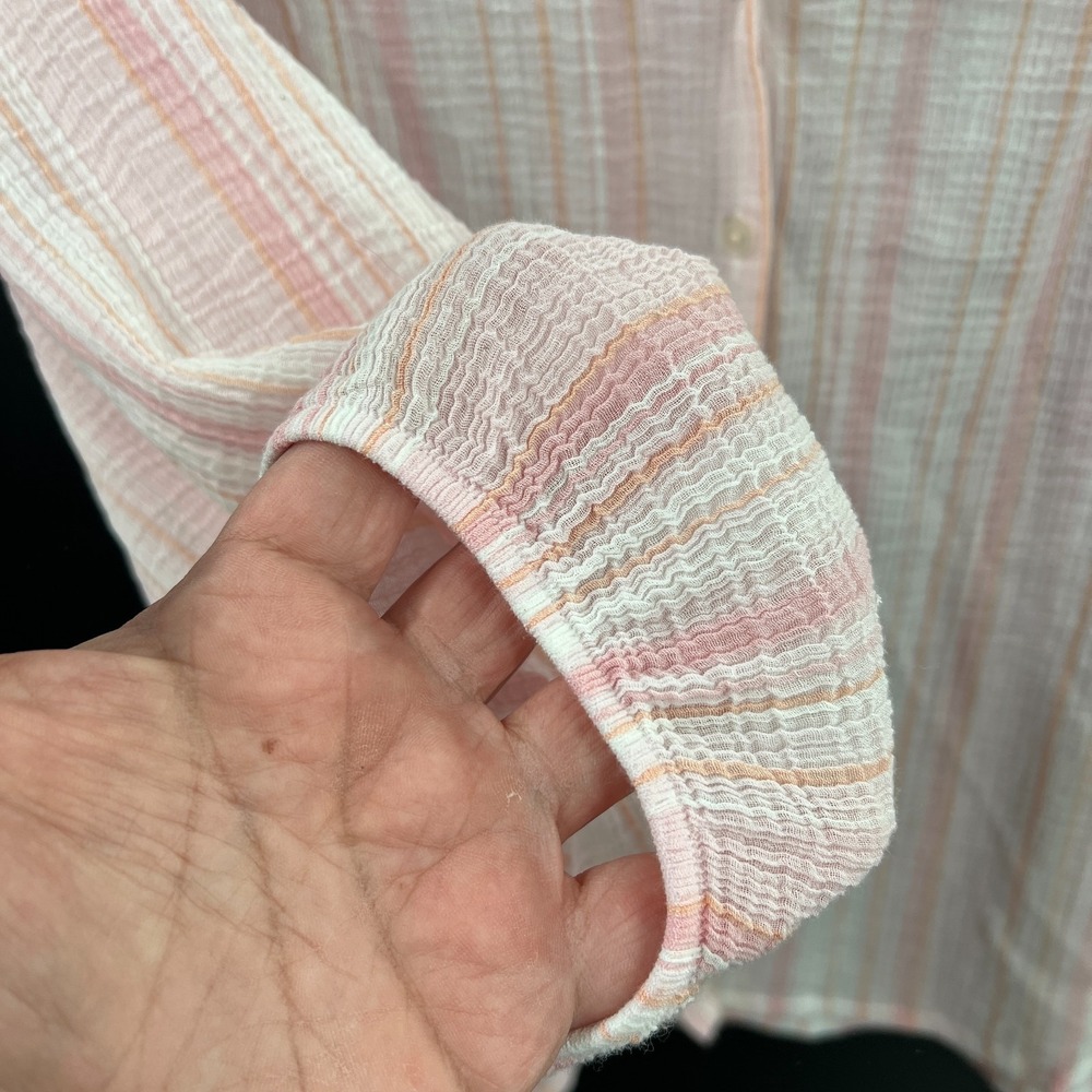 Tommy Bahama lightweight cotton gauze striped button front shirt relaxed top L - Picture 4 of 8